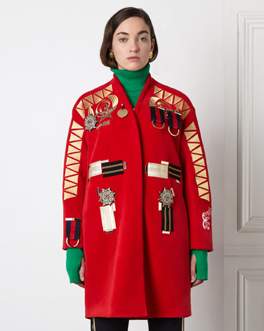 red Joanne Hynes Velvet Embellished Coat